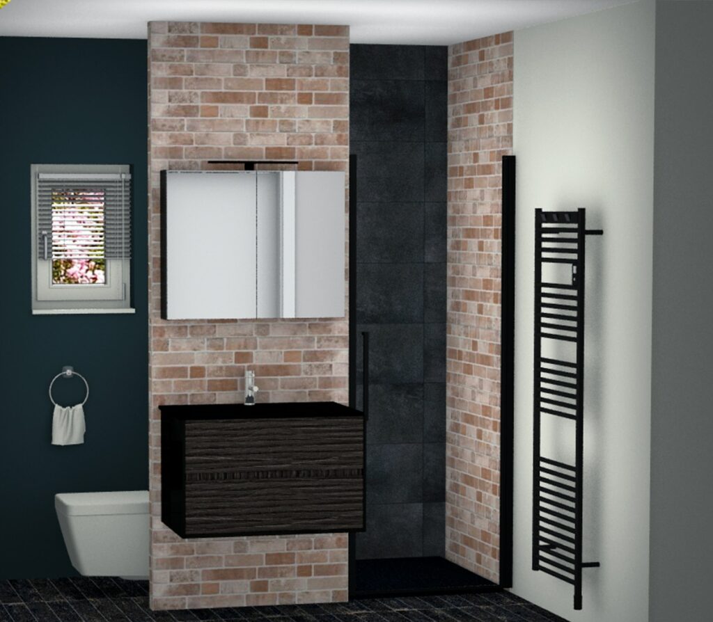 Trois petites salles de bains industrielles