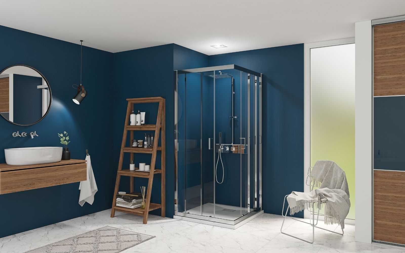 Le bleu nuit dans la salle de bain couleur tendance 2020 bleu nuit