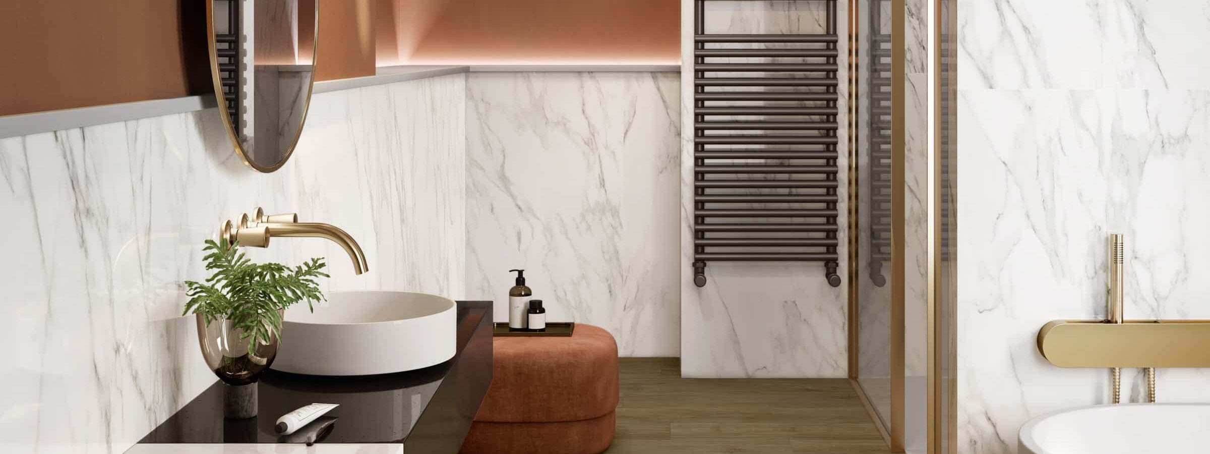 salle de bains marbre terracotta