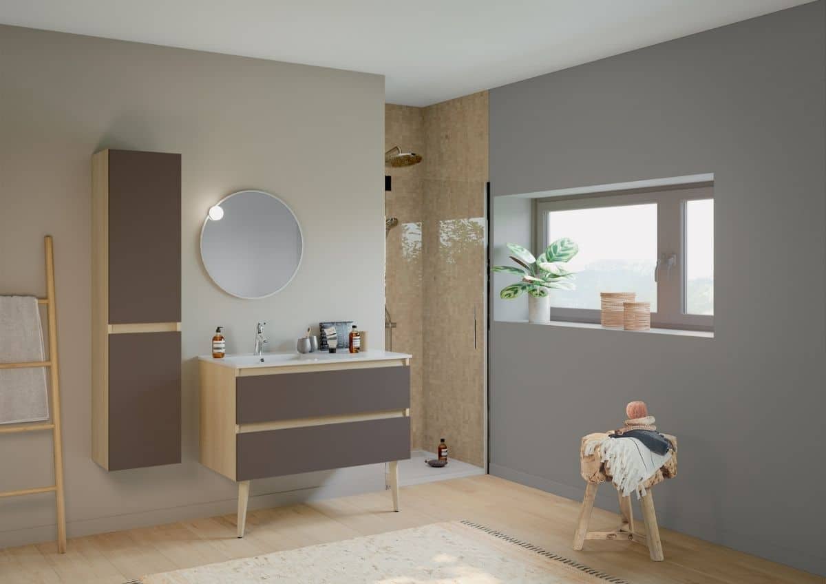 meuble-salle-de-bain-brun meuble salle de bain brun couleur tendance 2022